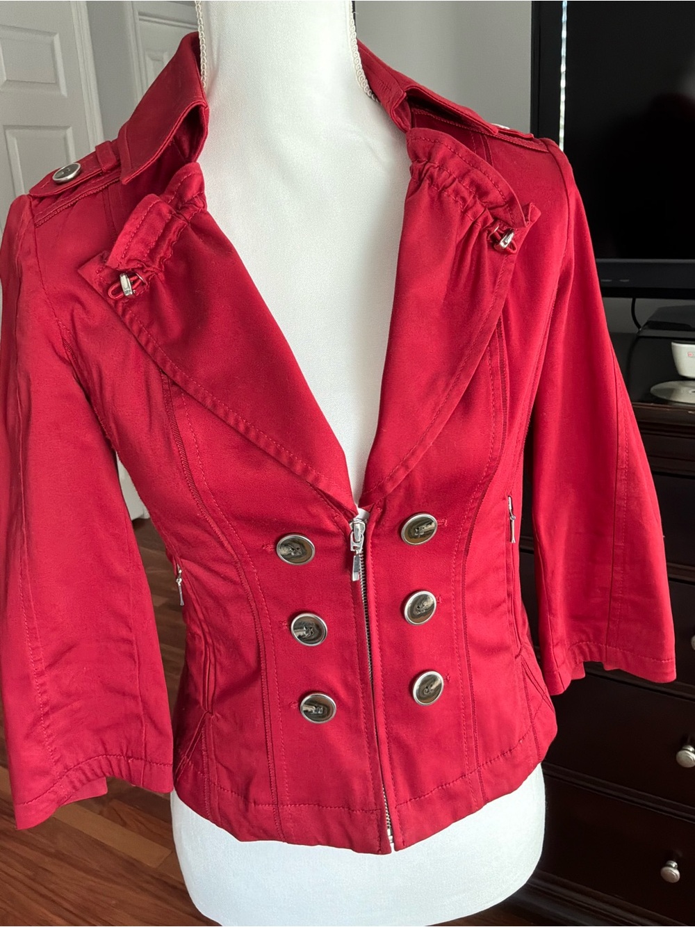 Beautiful Red Structured Jacket Like New - Picture 2 of 10